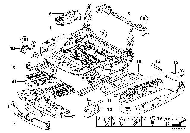 2012 BMW M3 Front Seat Rail Diagram 1