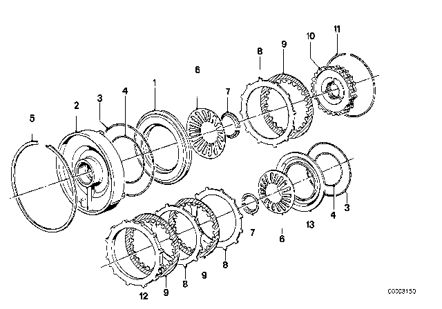 1977 BMW 320i Brake Clutch (ZF 3HP22) Diagram 1