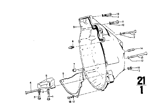 1969 BMW 2800CS Clutch Bell Housing Diagram