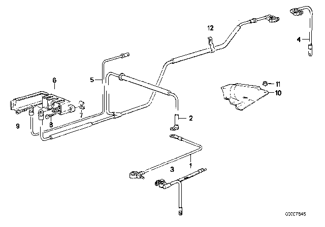 1988 BMW M5 Negative Battery Cable Diagram for 12421375614
