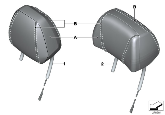 2014 BMW M6 Individual Leather Head Restraint, Front Diagram