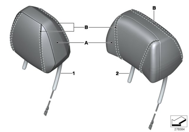 2016 BMW M6 Individual Leather Head Restraint, Front Diagram