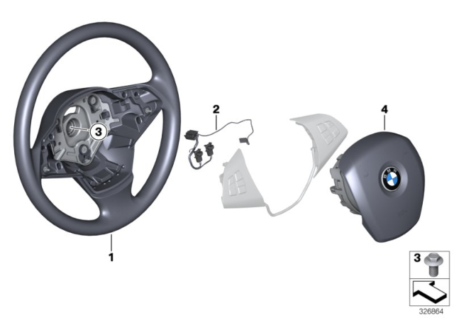 2013 BMW X5 Steering Wheel, Leather Diagram 2
