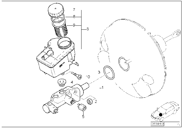 2004 BMW 330Ci Brake Master Cylinder / Expansion Tank Diagram