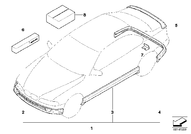 2002 BMW 320i Rear Apron Diagram for 82649410899