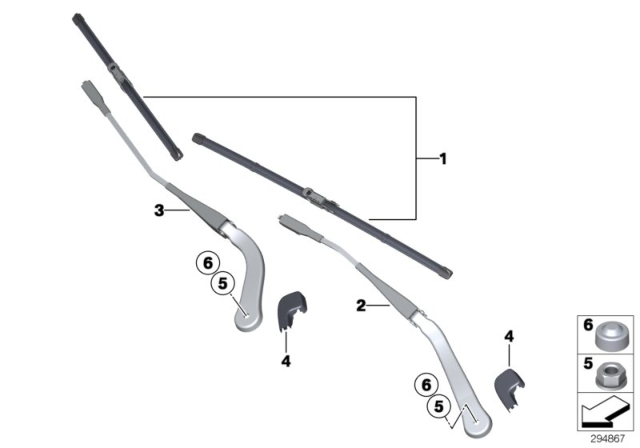 2013 BMW 328i Single Components For Wiper Arm Diagram