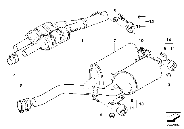 2004 BMW 745i Exhaust System Diagram