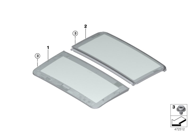 2018 BMW X2 Panorama Roof, Glass Slide / Tilt Sunroof Pan Diagram