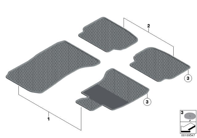 2012 BMW 750i Rubber Mat Diagram