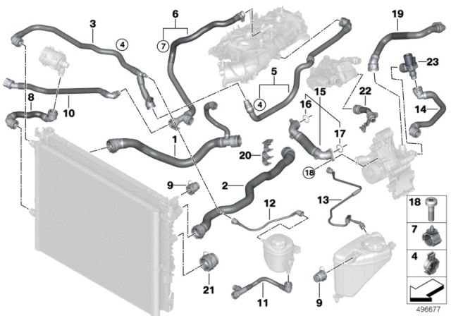 2020 BMW 530i Cooling System Coolant Hoses Diagram