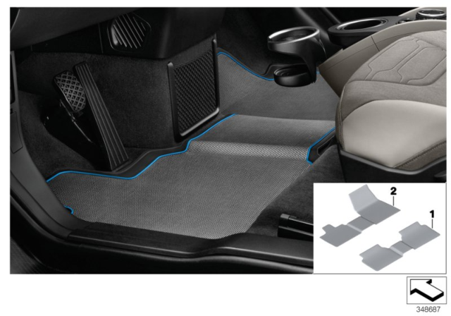 2019 BMW i3 All-Weather Floor Mats Diagram