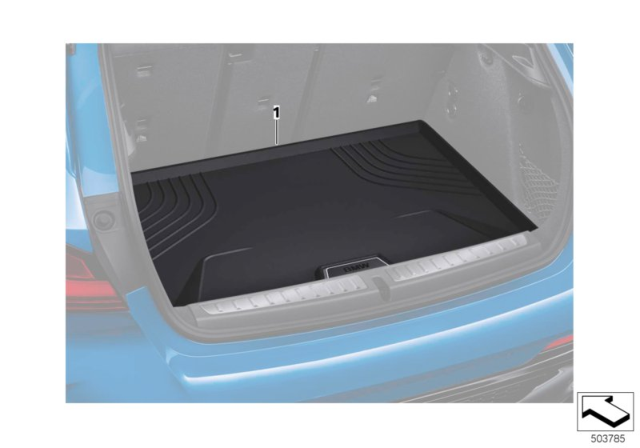 2020 BMW 228i xDrive Gran Coupe Fitted Luggage Compartment Mat Diagram