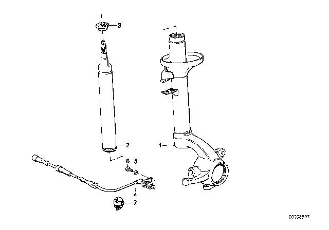 1990 BMW 325ix Front Right Spring Strut Diagram for 31311701050