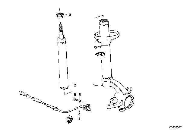 1990 BMW 325ix Left Front Spring Strut Diagram for 31311701049