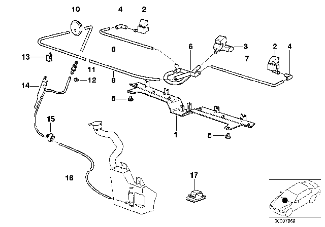 1997 BMW 750iL Heated Center Spray Nozzle Diagram for 61668352904