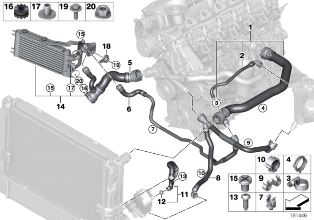 2011 BMW 335d Coolant Hoses / Supplementary Radiator Diagram