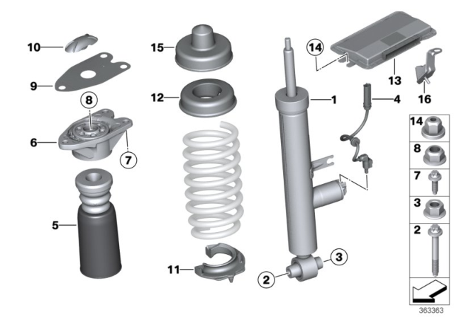 2014 BMW 428i Spring Strut, Rear Diagram