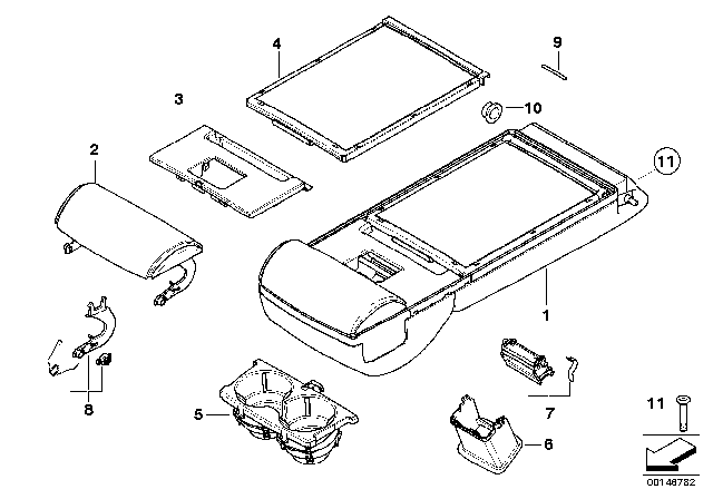 2009 BMW 550i Rear Seat Centre Armrest Diagram 2