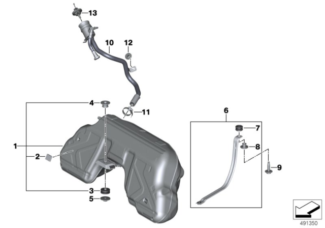 2019 BMW Z4 Fuel Tank Mounting Parts Diagram