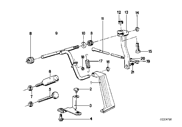 1978 BMW 630CSi Lever Diagram for 35411113233