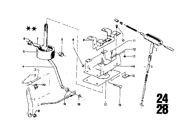 1971 BMW 3.0CS Gear Shift / Parking Lock (ZF 3HP20) Diagram 2