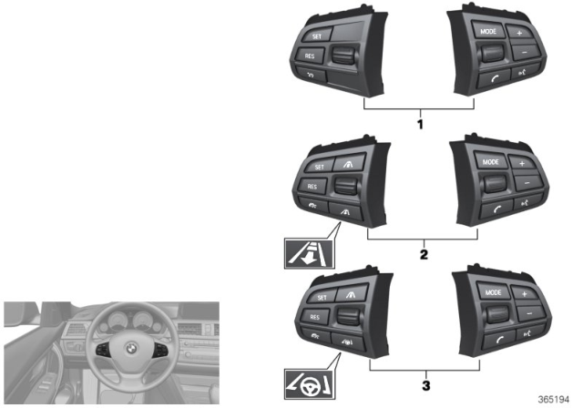 2015 BMW 535d Switch, Steering Wheel Diagram 1