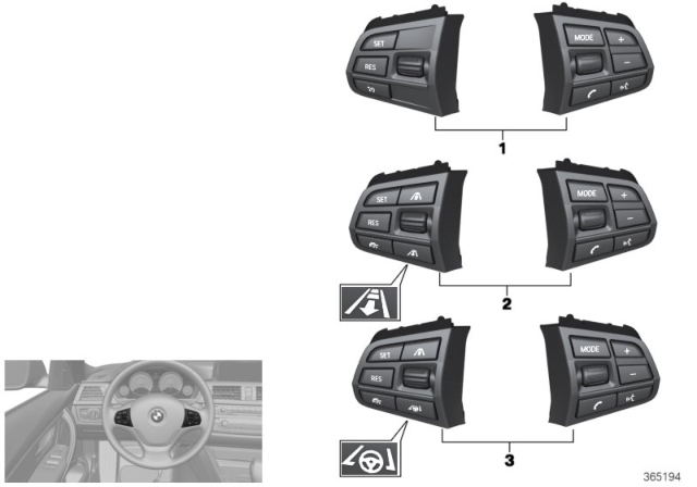 2016 BMW 528i xDrive Switch, Steering Wheel Diagram 1