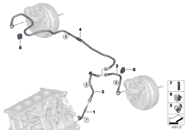 2020 BMW 540i xDrive Vacuum Line, Brake Servo Diagram