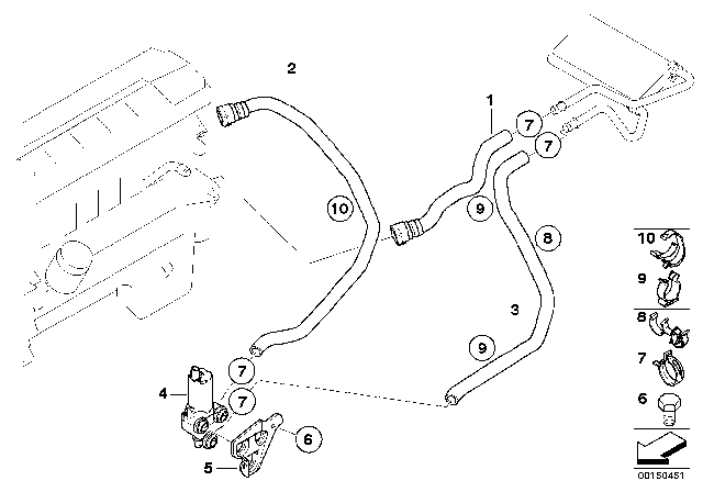 2006 BMW Z4 M Hose For Radiator And Addit:Water Pump Diagram for 64217836988