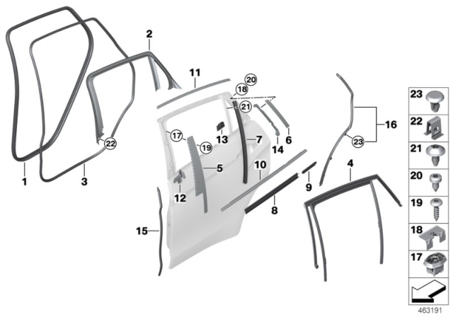 2016 BMW X6 Channel Cover, Outer, Door, Rear Right Diagram for 51357377898