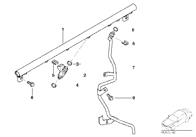 2002 BMW Z3 M Fuel Injector Diagram for 13647830975