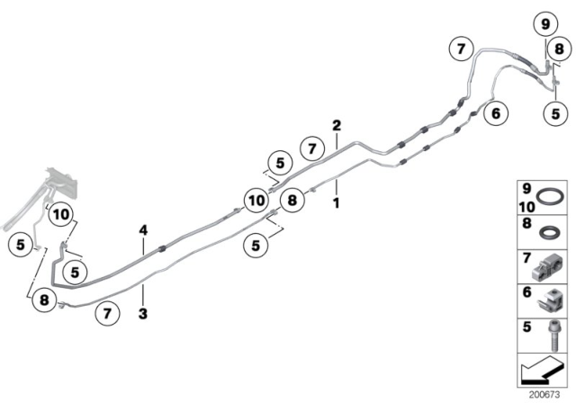 2014 BMW 740Li xDrive Refrigerant Lines, Rear A/C Diagram