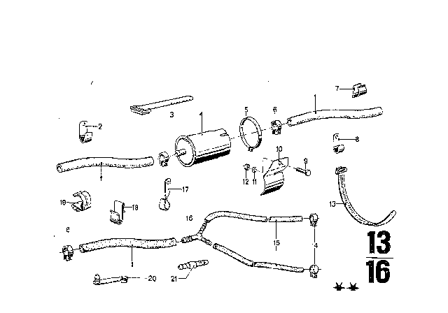 1972 BMW Bavaria Cable Holder Diagram for 61131353664