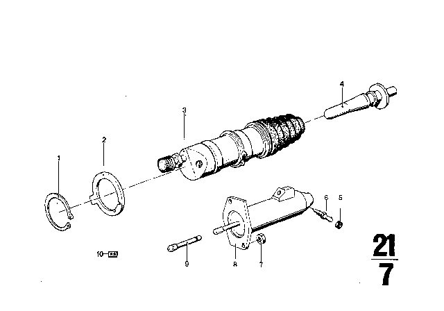 1976 BMW 3.0Si Clutch Slave Cylinder Diagram