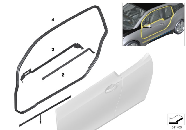 2014 BMW i3 Trims And Seals, Door Diagram 1