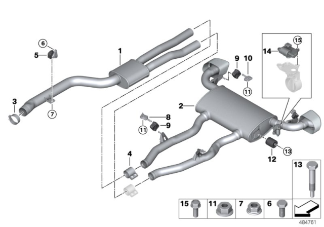 2018 BMW X3 Rear Exhaust Flap Muffler Diagram for 18308693952