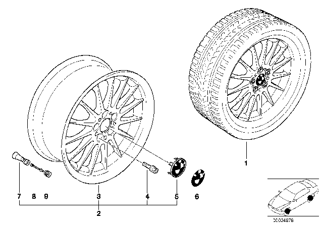 2002 BMW 525i Radial Styling Diagram