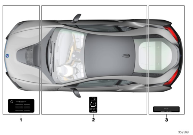2015 BMW i8 Assorted Information Plates Diagram