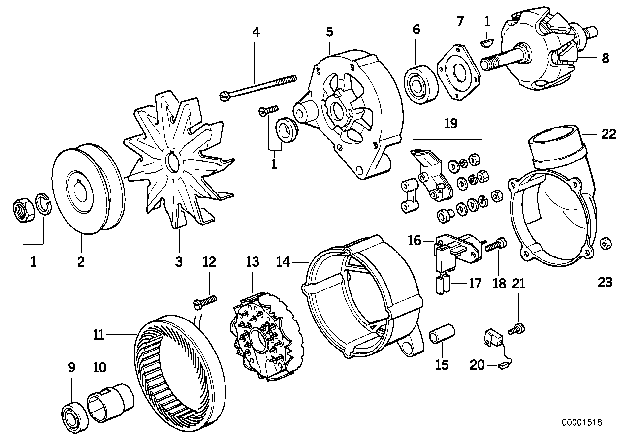 1990 BMW 525i Alternator, Individual Parts Diagram 2