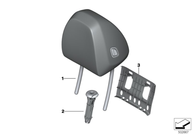 2020 BMW M340i Seat, Front, Head Restraint Diagram