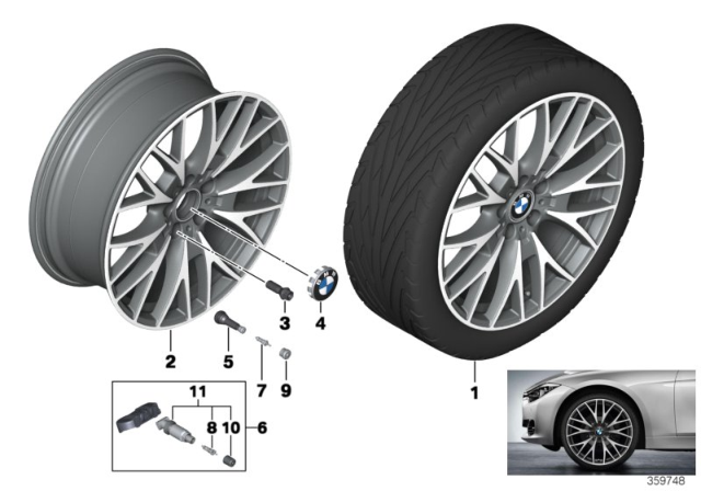 2016 BMW 328i BMW LA Wheel, Cross-Spoke Diagram