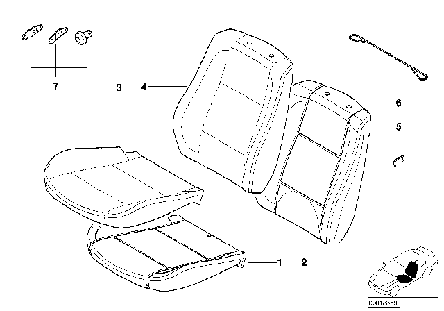 2004 BMW 325i Seat, Front, Cushion & Cover Diagram 2