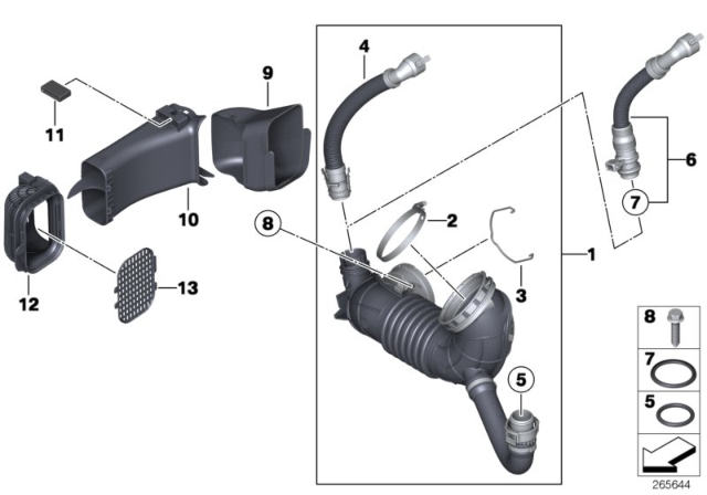 2017 BMW 328d xDrive Clean Air Pipe / Air Intake Diagram