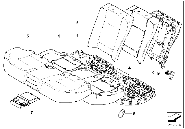 2004 BMW 760Li Left Backrest Upholstery Diagram for 52207007259