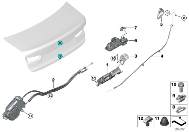 2020 BMW 330i BOWDEN CABLE, EMERGENCY UNLO Diagram for 51497430621