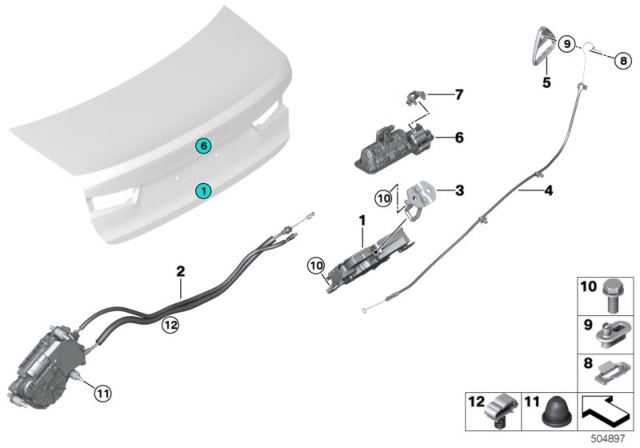 2020 BMW 330i STRIKER TRUNK LID Diagram for 51247498893