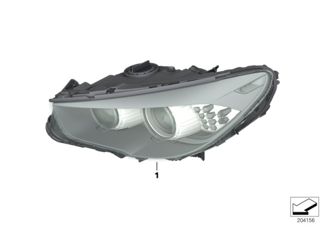 2015 BMW 550i GT xDrive Headlight Assembly Right Diagram for 63127262728