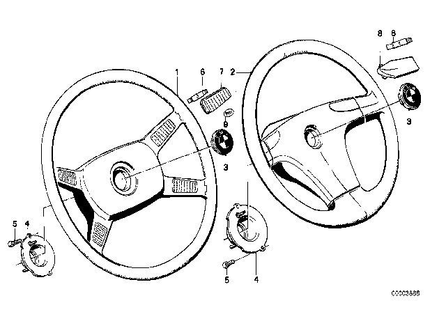1984 BMW 528e Steering Wheel Diagram for 32331152201