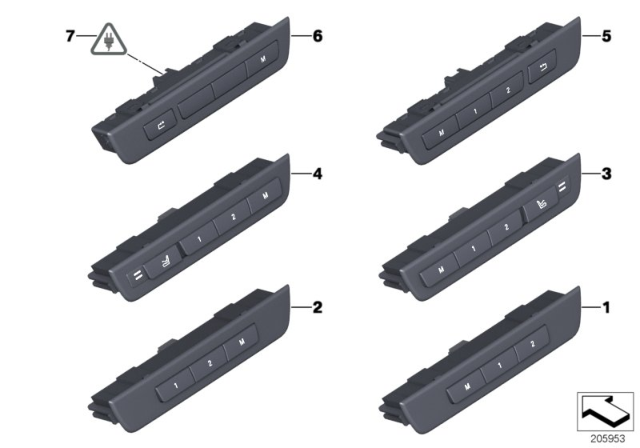 2010 BMW 750i Operating Unit, Supplement Seat Functions Diagram 2