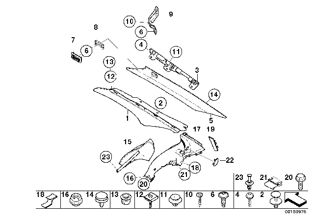 2005 BMW 745i Trim Panel C-Column, Rear Right Diagram for 51437024758